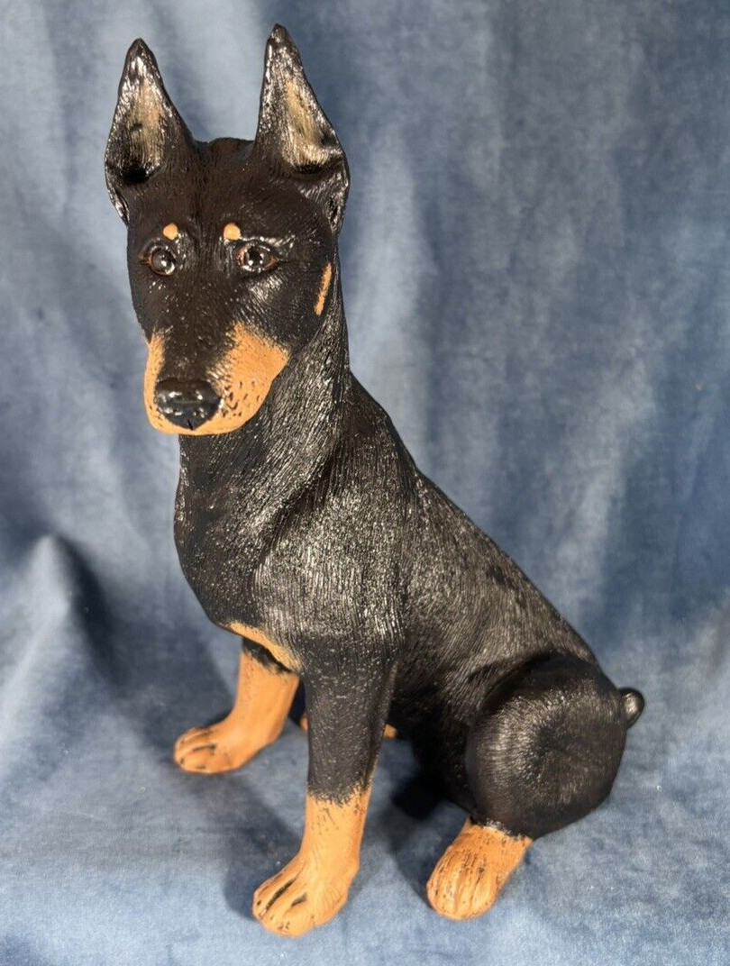 Vtg figurine of  Doberman Pinscher dog an original signed by artist T. C. Schoch