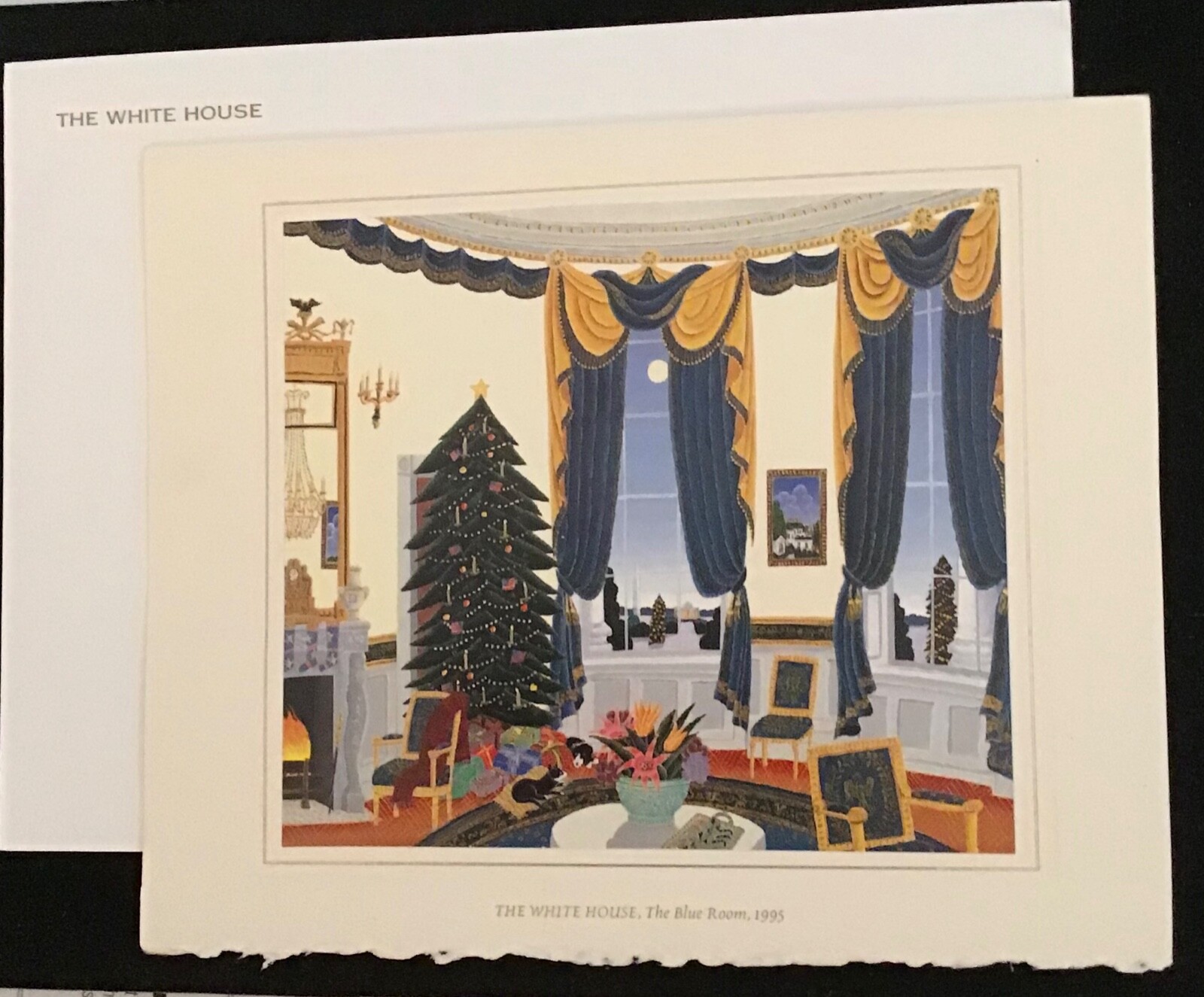 CLINTON 1995 WHITE HOUSE BILL HILLARY CHRISTMAS CARD w ENVELOPE NEW EXCELLENT