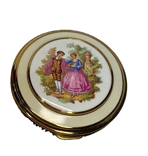Vintage English Porcelain Plaque Compact Mirror – Paris Presents - Lovely 1970’s