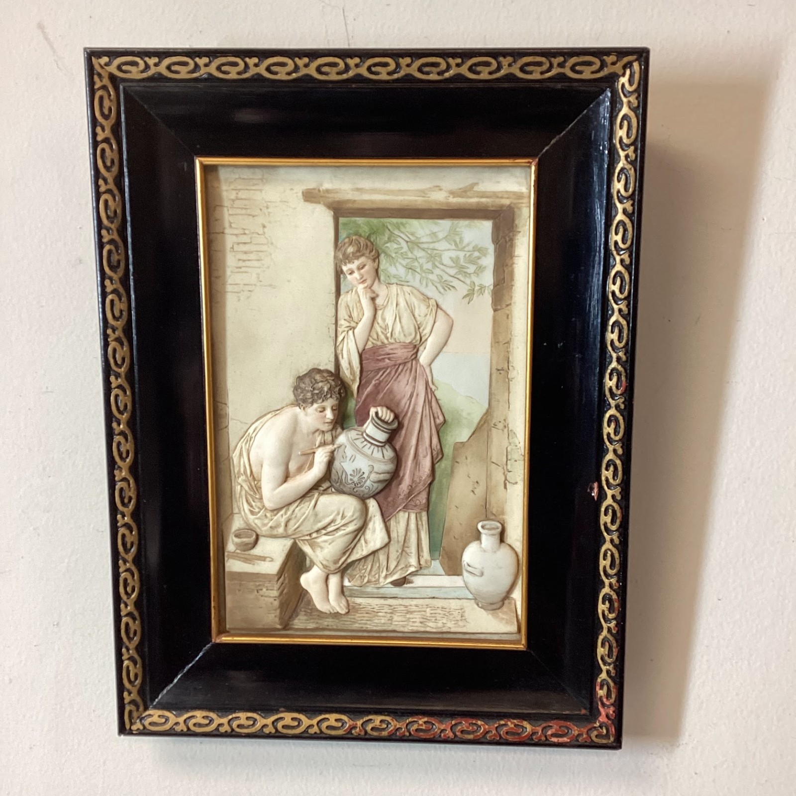Vintage KPM-Style Porcelain Relief Friedrich Paul Thurmann Plaque Framed Art