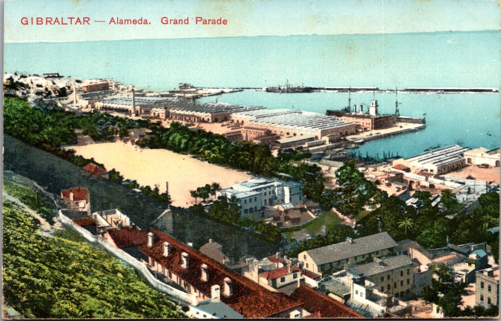 Gibraltar - Alameda Grand Parade & Harbor Area Vintage Postcard TP11-6
