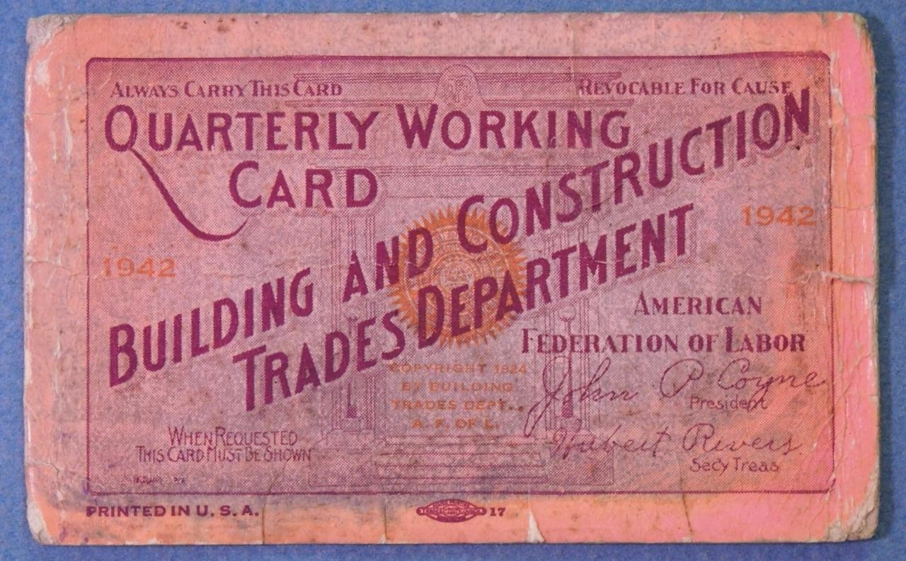 1942 Indiana Building & Construction Traded Union Quarterly ID Local 90  B2S1