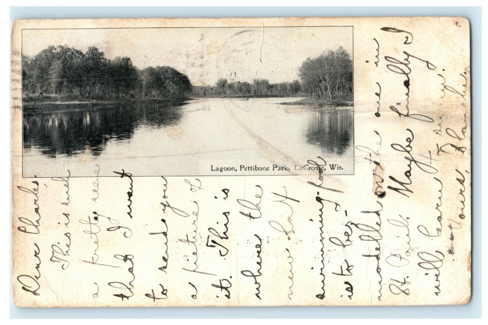 1904 Lagoon Pettibone Park LaCrosse Wisconsin WI Posted Antique Postcard