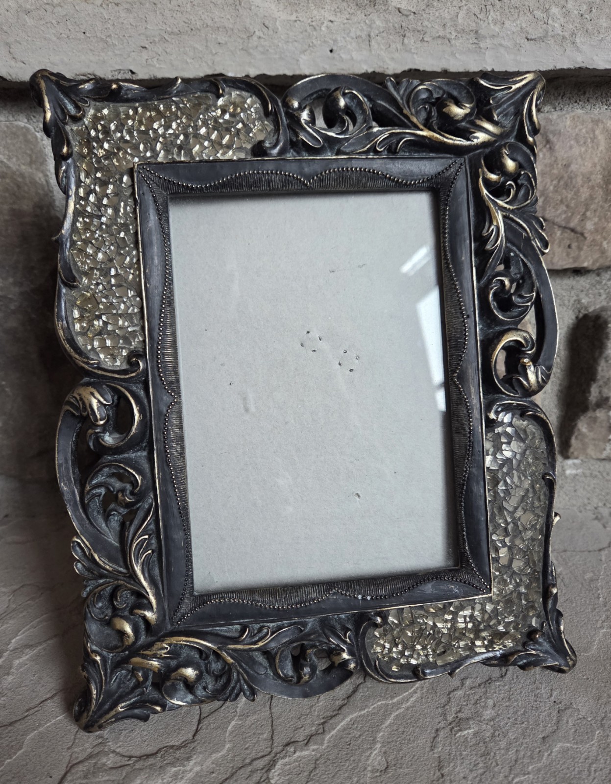 5 X 7 Ornate Vintage Style Picture Frame Metal Decorative Mosaic Like Glass