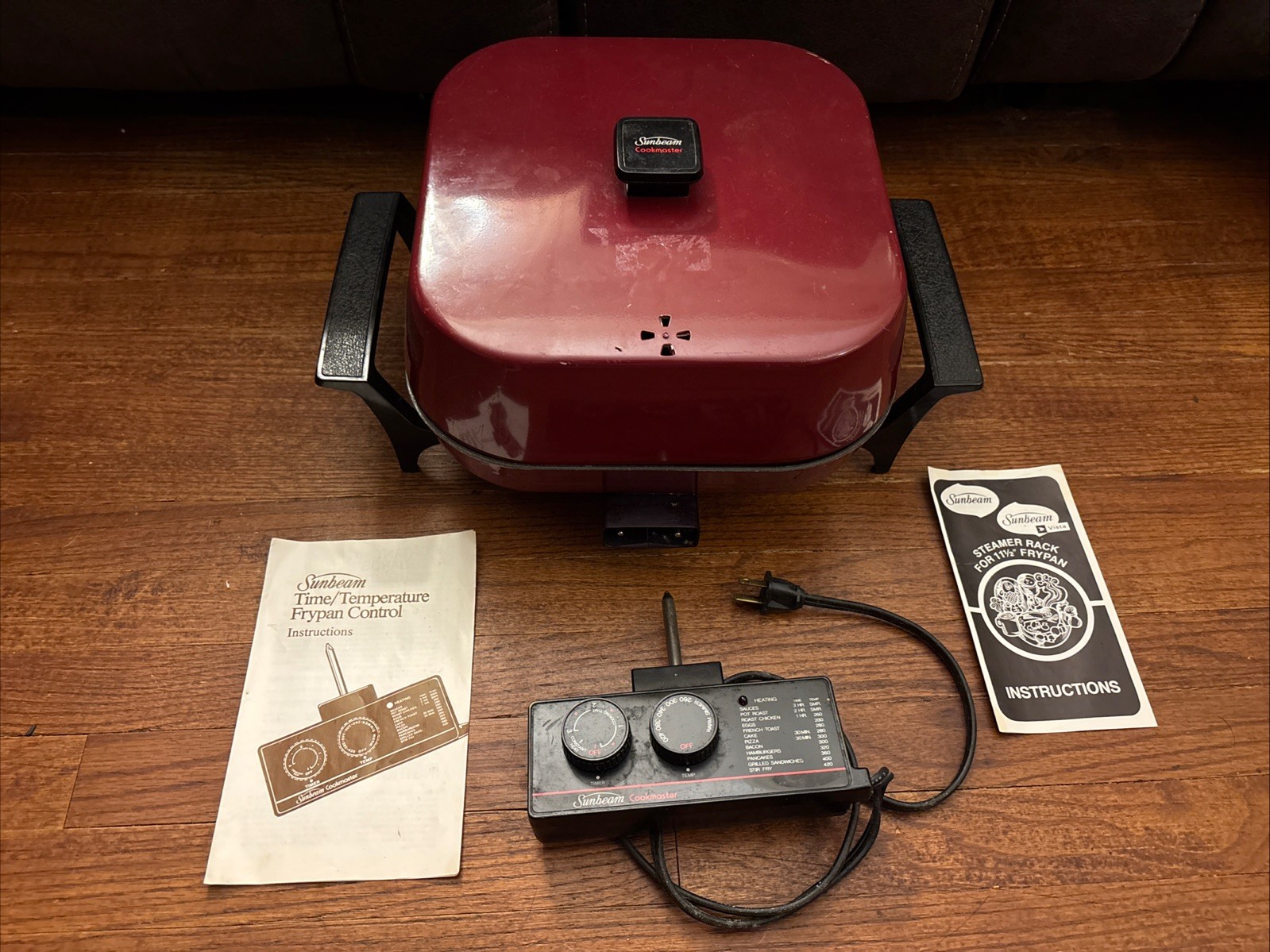 Vintage Sunbeam Cookmaster Multi-Cooker Frypan 07487 Claret