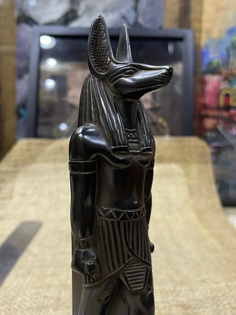 Anubis Ebros Anubis Egyptian God afterlife Handmade Black Statue of basalt stone