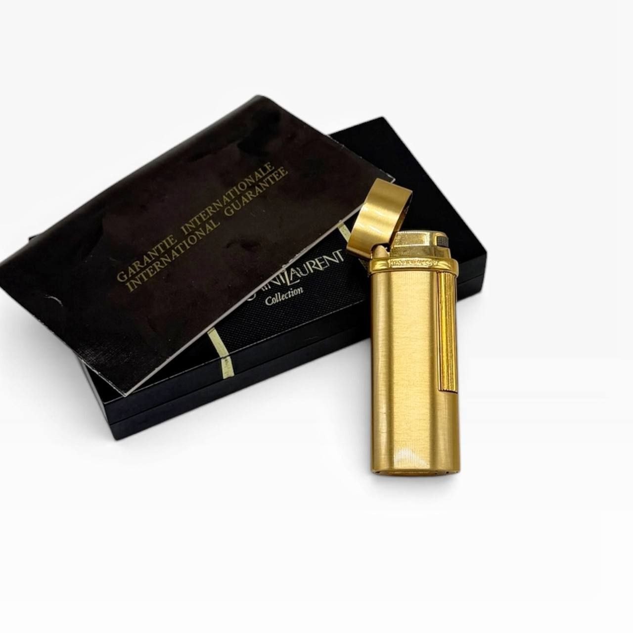 Vintage 1998 YSL Yves Saint Laurent Gold Plated Gas Lighter Box