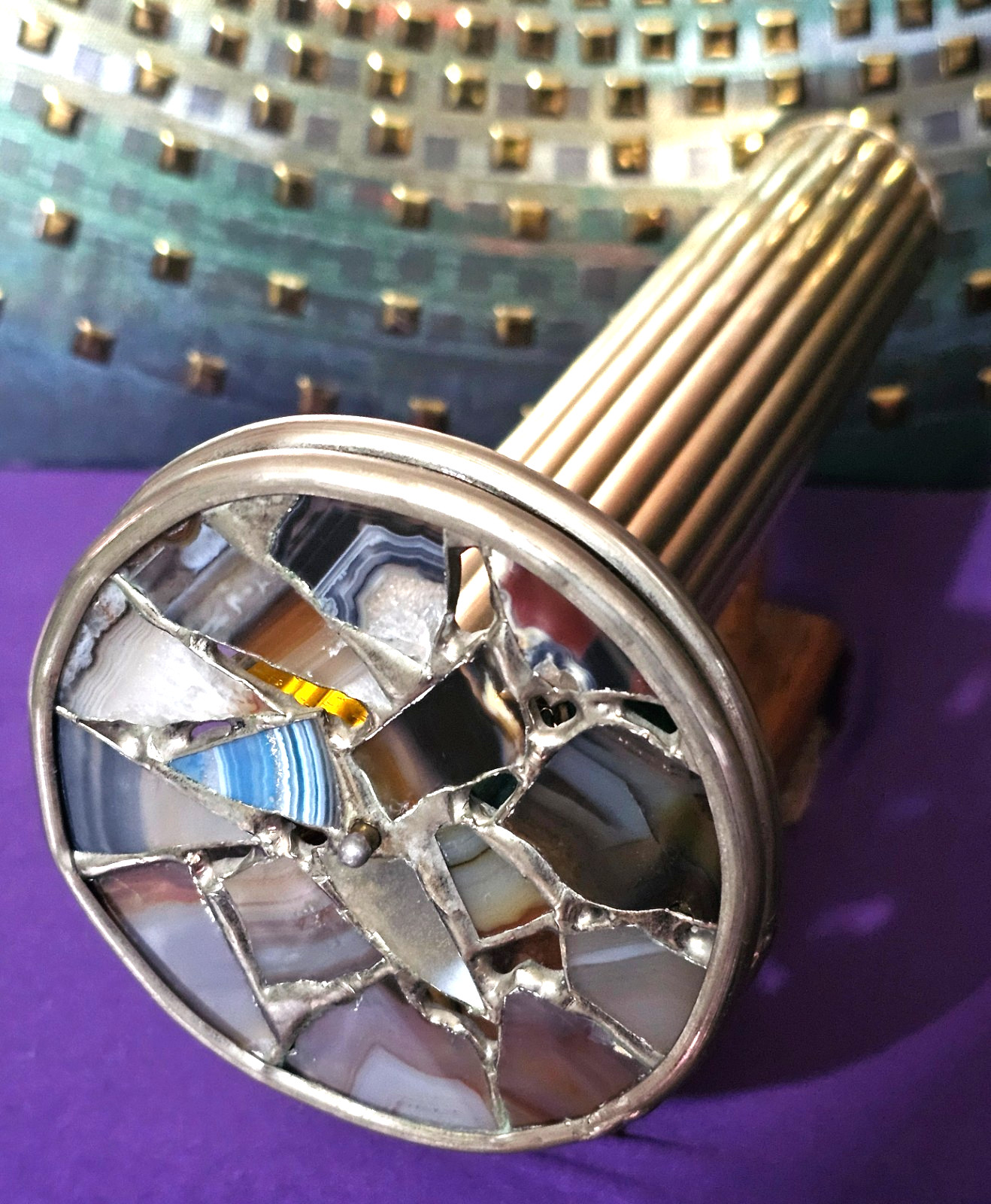 VTG BRASS KALEIDOSCOPE DOUBLE WHEEL 1960\'S Signed