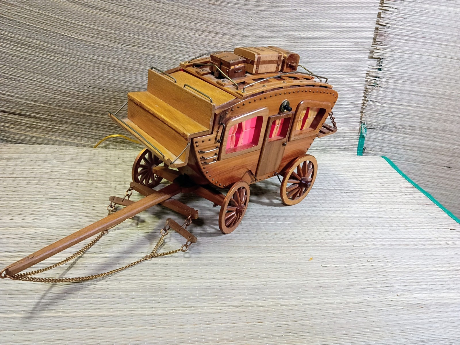 Vintage Handcrafted Wooden Stage Coach Lamp Nice