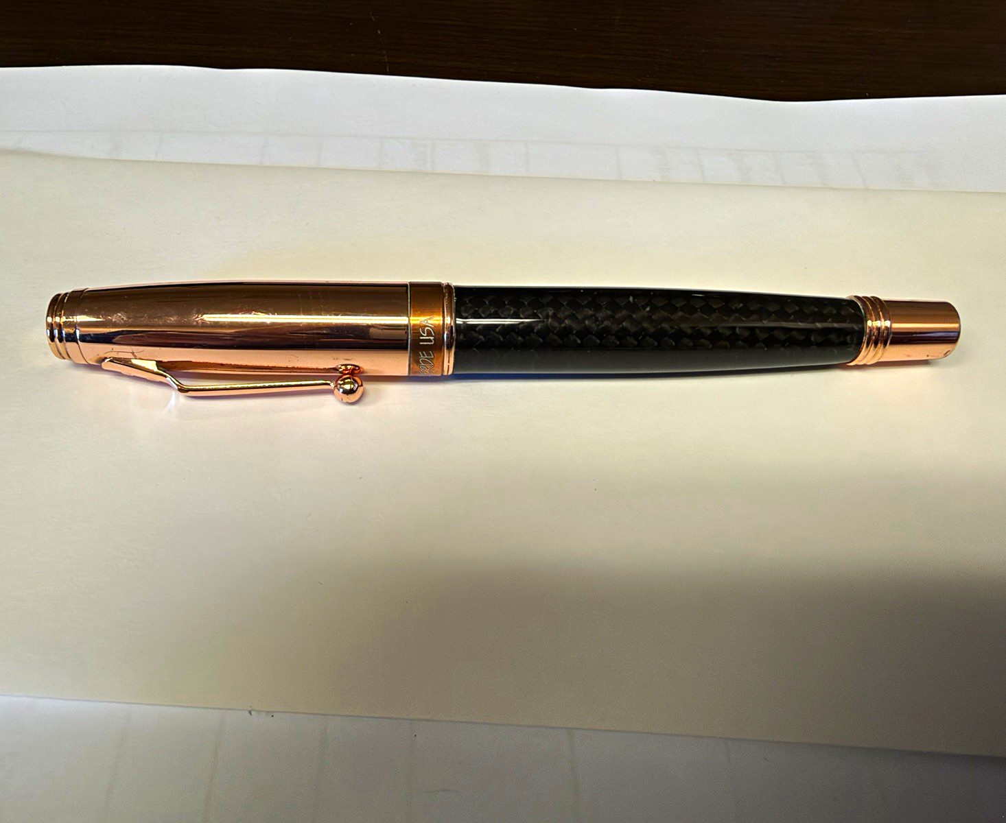 Montblanc Meisterstück 161 Ballpoint Pen Black Ink, Black Barrel, Rose Gold Trim