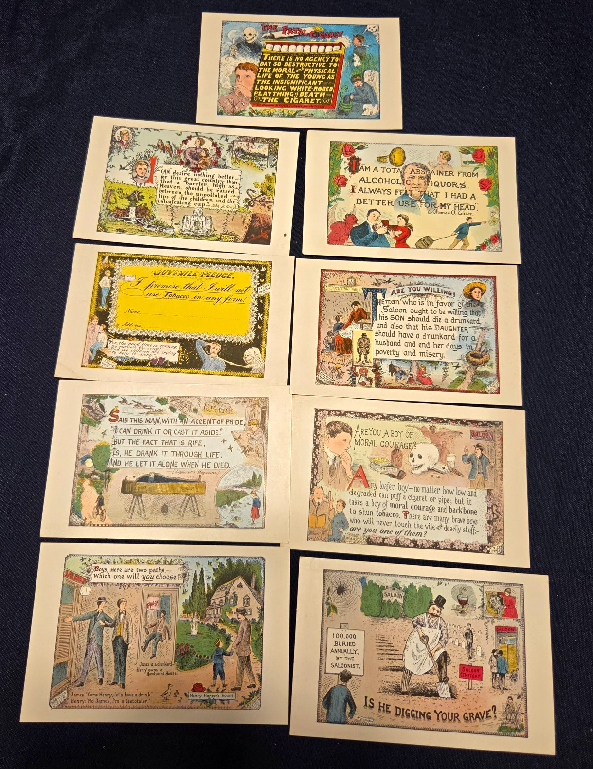 ​17 Vintage WCTU Prohibition Temperance & Moral Trade Cards Lot Anti Alcohol 