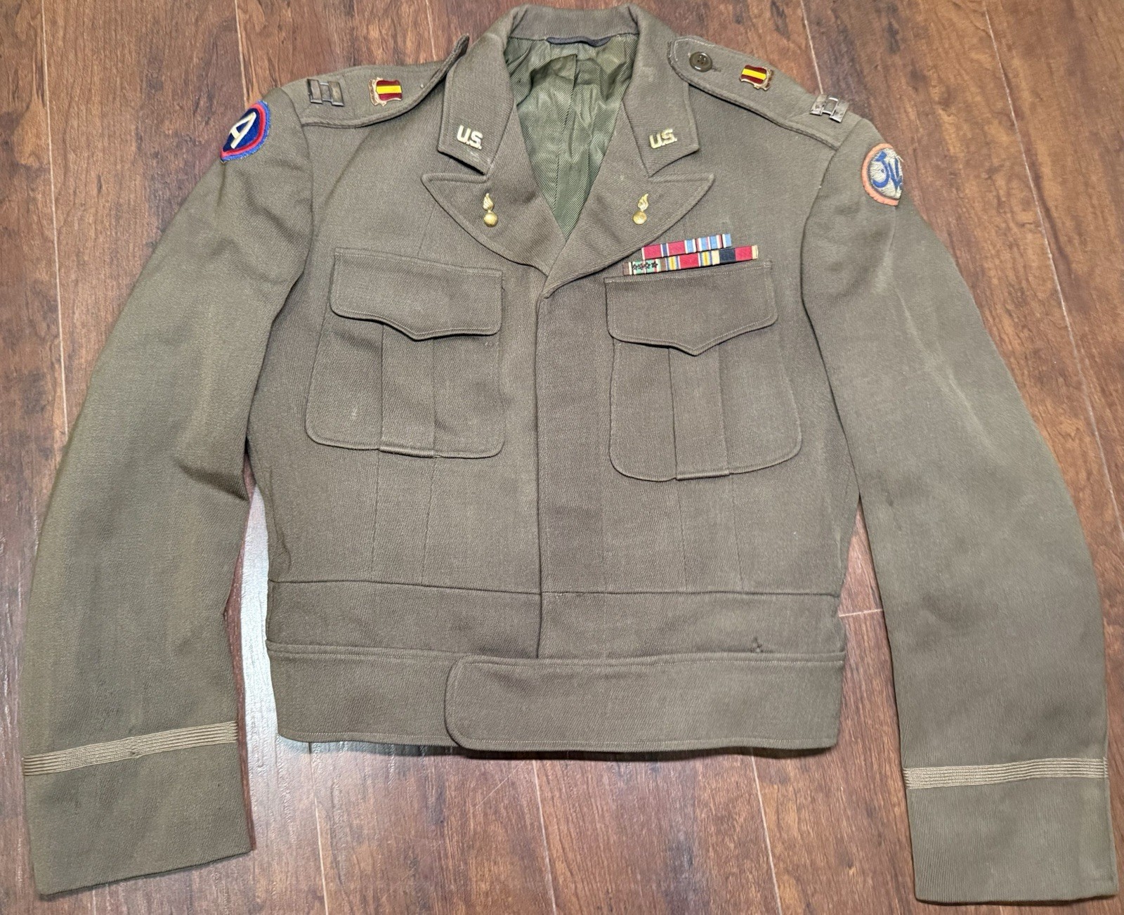 RARE Named WWII Japan Logistic Command Officer Uniform NAMED, Bullion Patches
