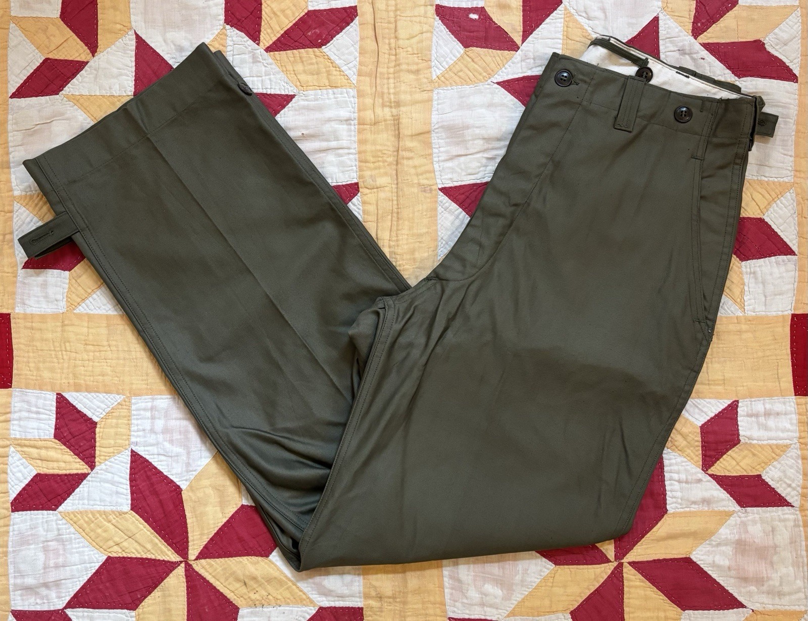 Vintage 40s US Army M43 Trousers Cotton Field OD 34x34