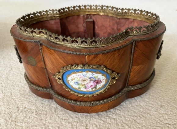Antique French Kingwood Jardiniere with Ormolu and Plaque , Circa 1800
