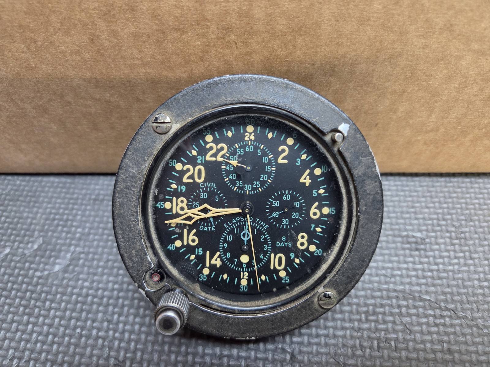 WW2 Hamilton/Elgin 37500 Five-Dial Aircraft Clock AN5741-1, Working,  Navy 8 Day