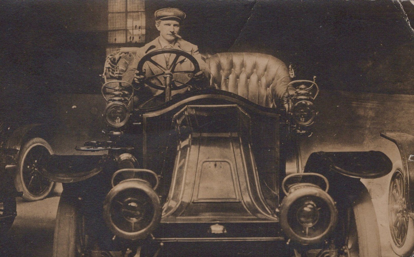 Antique Touring Car Driver Chauffeur Portland Oregon 1910 - RPPC Photo Postcard