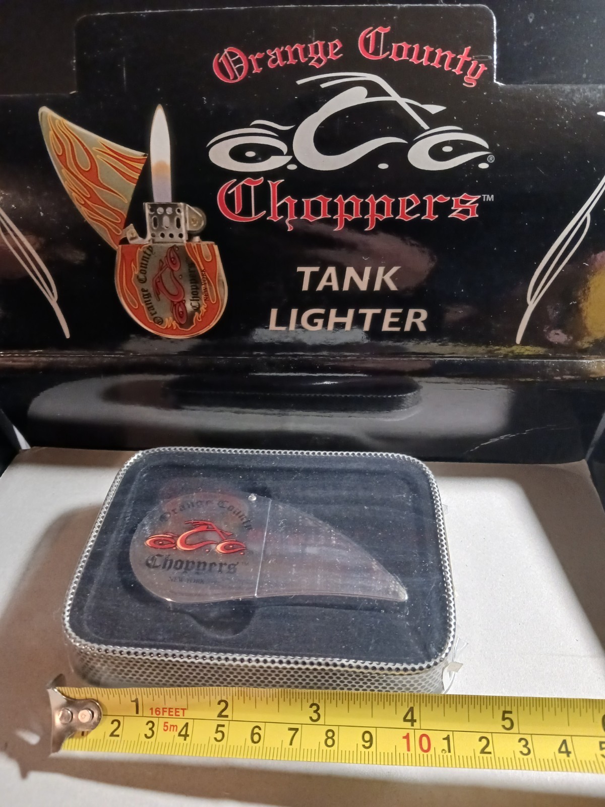 Orange County Choppers OCC New York Silver Pocket Lighter Red/Black Accents