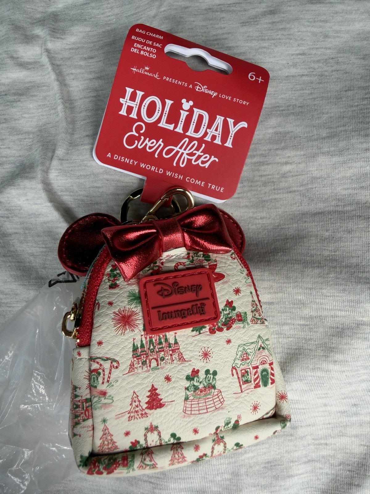 Disney Hallmark Holiday Ever After Mini Loungefly Bag Charm Mickey Minnie NWT