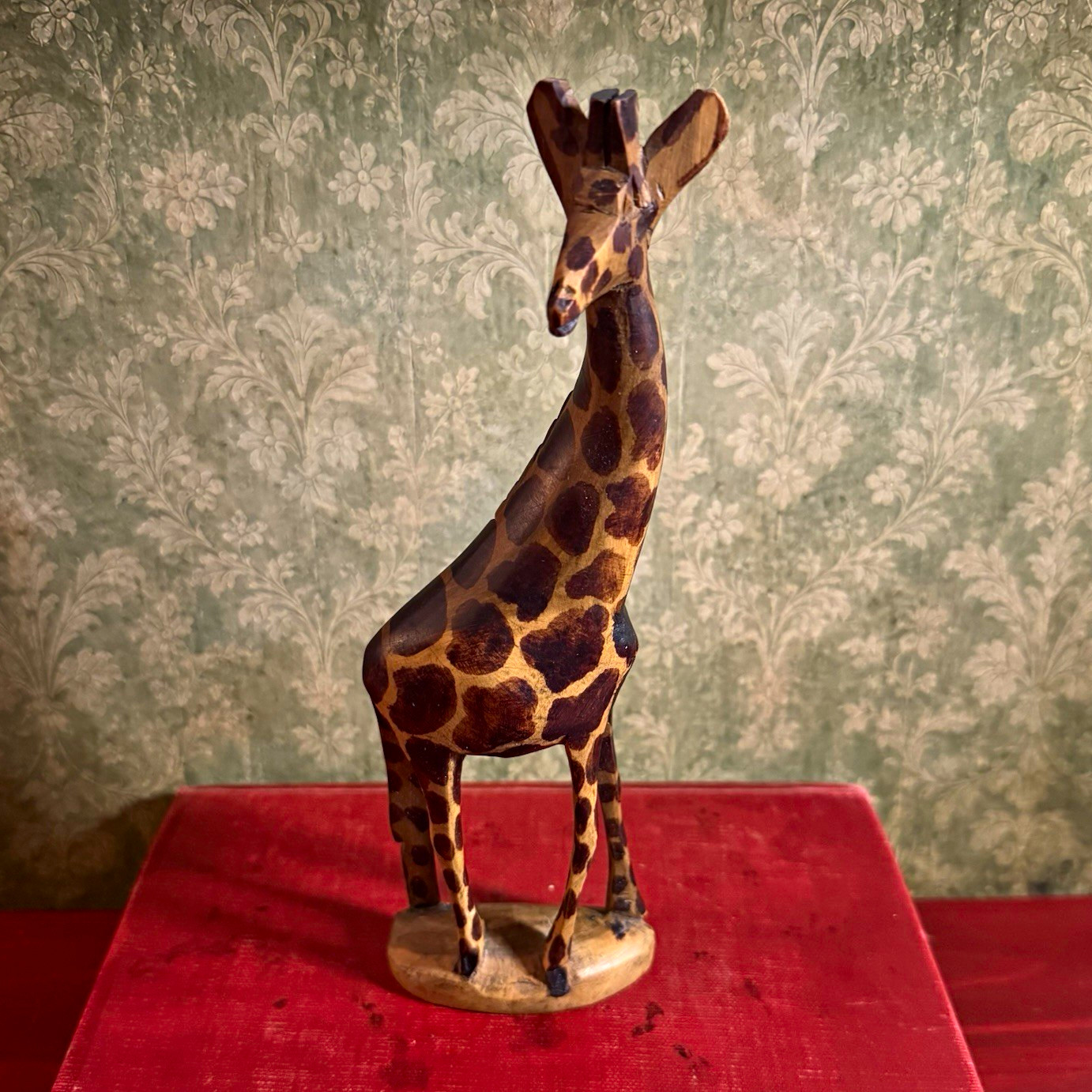 Vintage Besmo Product Hand Carved Kenyan Wooden Giraffe Figurine Sculpture 8\