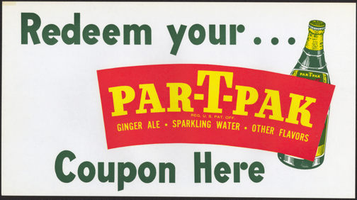 1950's Vintage Large Par-T-Pak Ale Paper Window Sign  