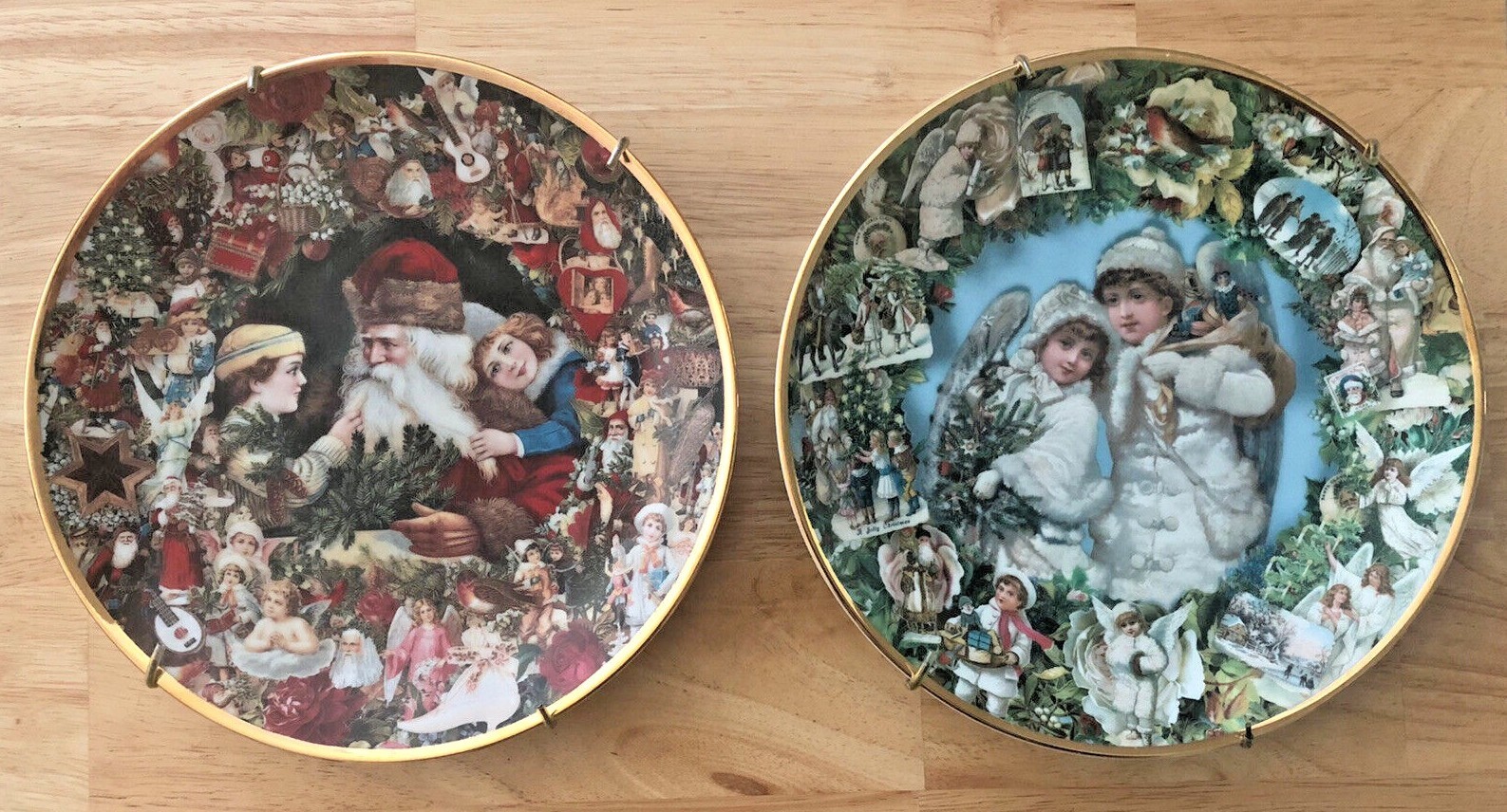 VINTAGE 1992 1993 HAMILTON VICTORIAN LOT OF 2 CHRISTMAS PLATES BY JOHN GROSSMAN 