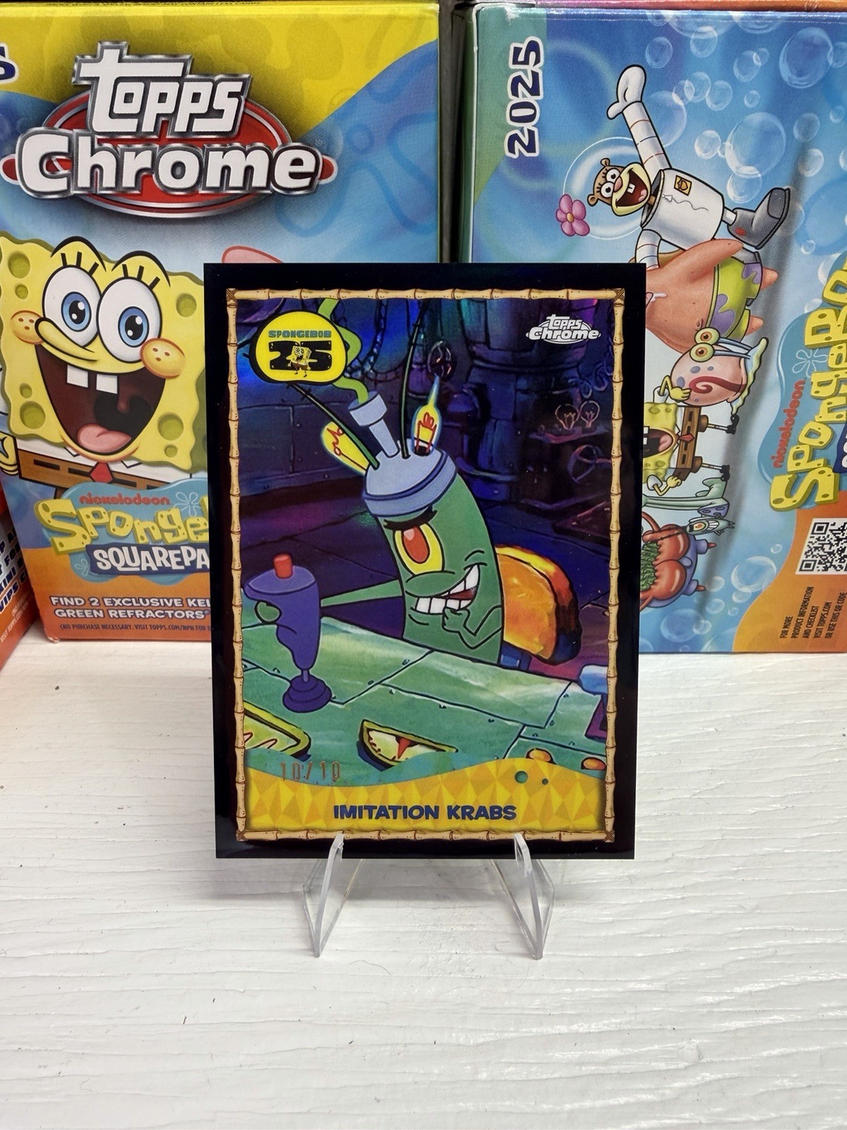 Topps Chrome SpongeBob 25th Anniversary Imitation Krabs 10/10 Bookend