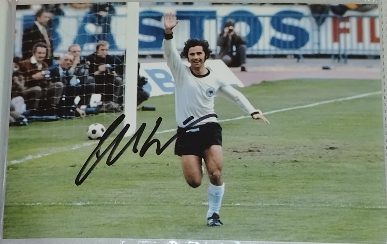 -20% AUTOGRAPH GERD MULLER PHOTO HAND SIGNED GERMANY MUNICH WC 1974 FC BAYERN