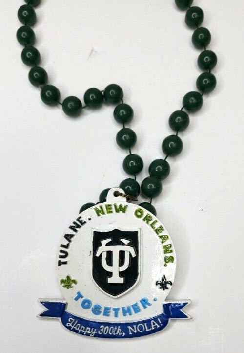 Rare 2018 Tulane University 300th Year Anniversary Pendant W/Beaded Necklace
