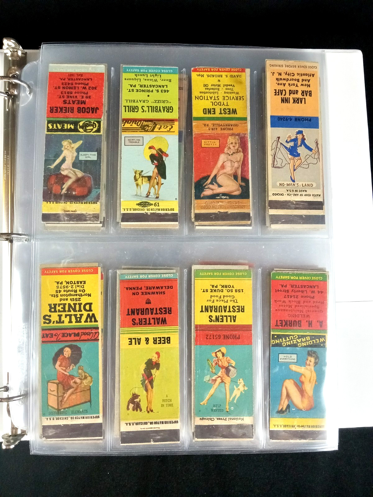 LOT OF 195 VTG GIRLY  MATCHBOOK COVERS COLLECTION VERY NICE CONDITION IN BINDER