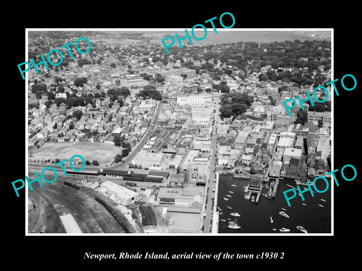 OLD LARGE HISTORIC PHOTO NEWPORT RHODE ISLAND AERIAL VIEW OF THE TOWN c1930 3