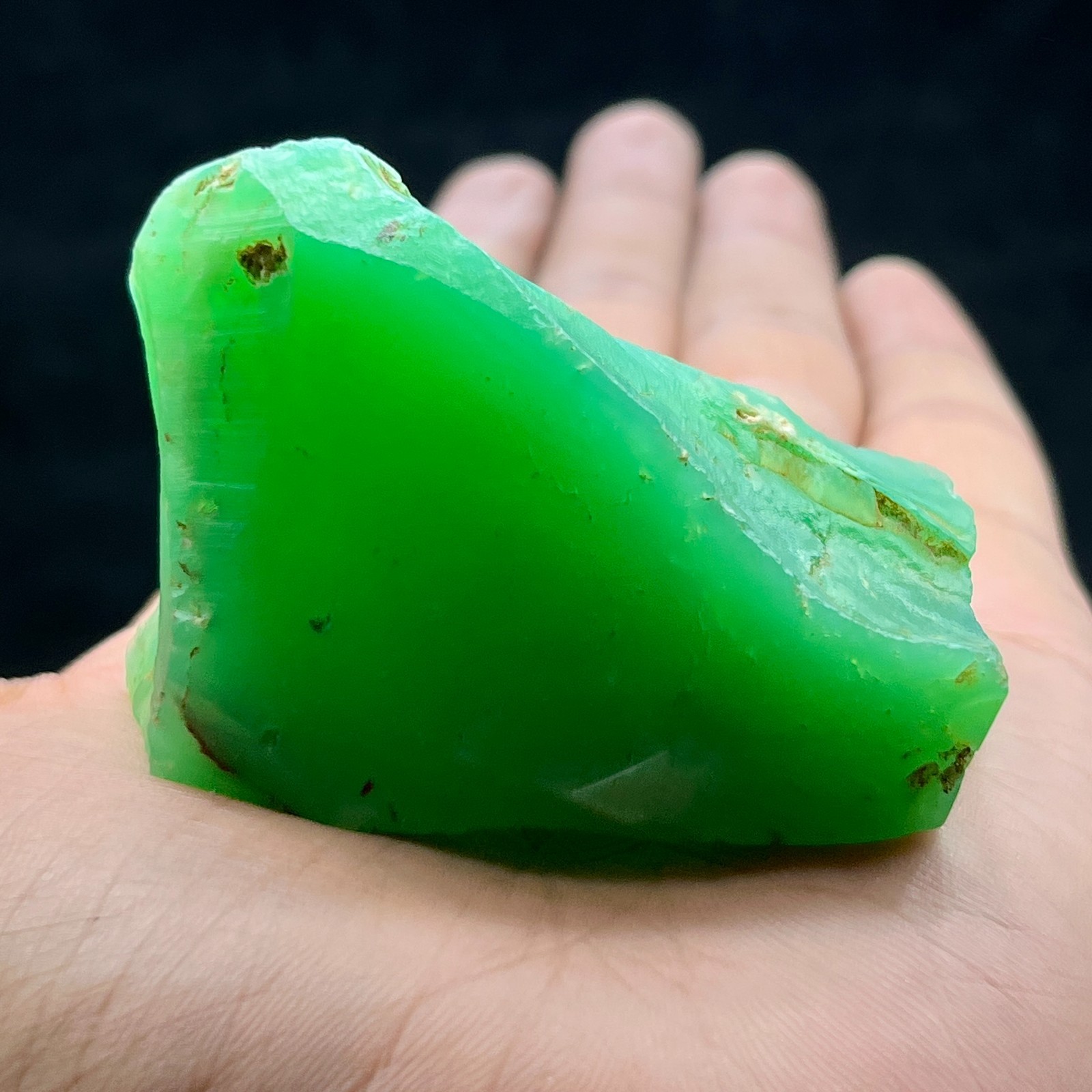 472 Cts Natural Large Green Chrysoprase Rough Specimen – Big Raw Gemstone Nugget
