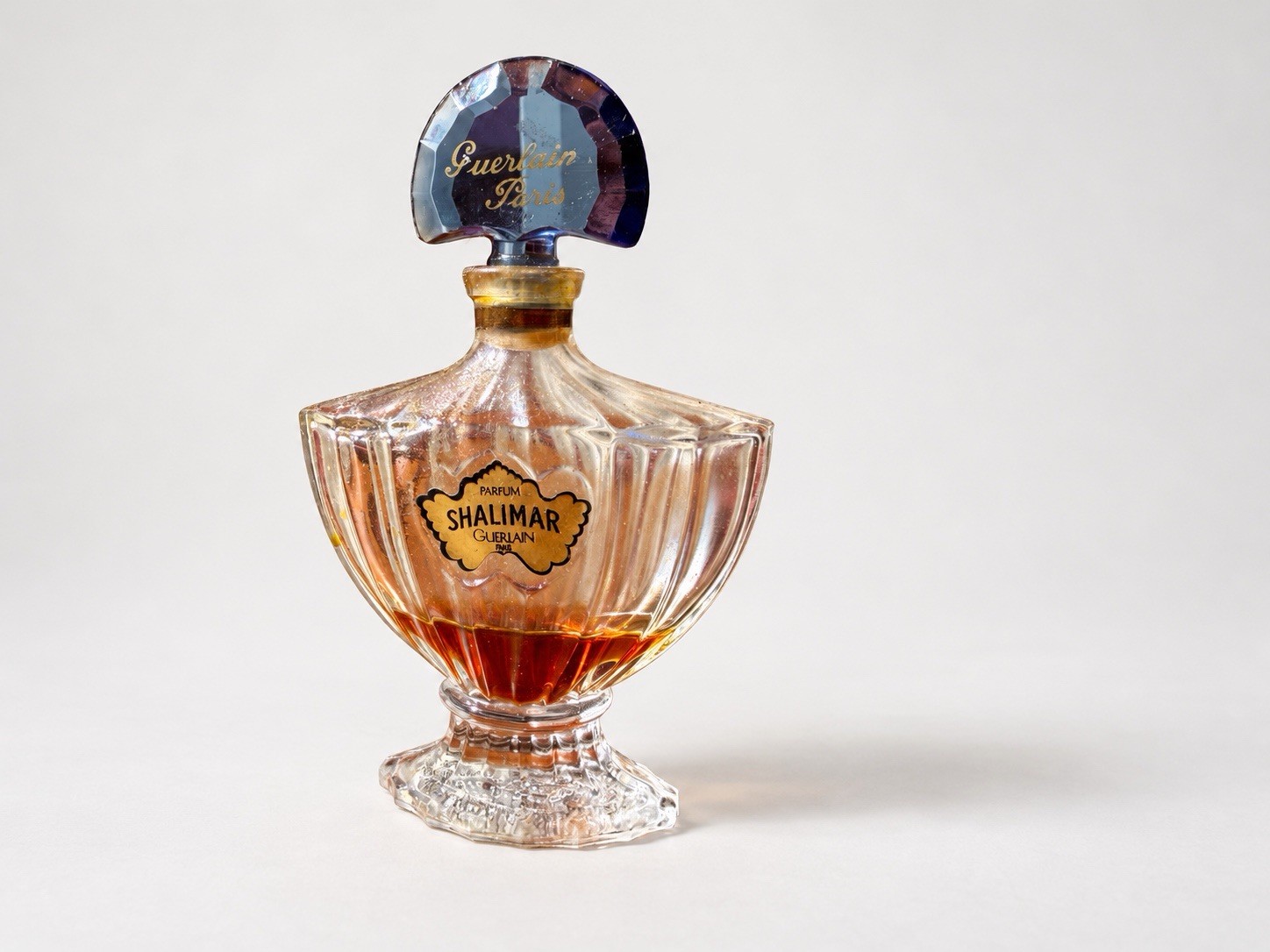 Vintage 1988 Guerlain Shalimar Parfum Extrait 15ml 1/2 Oz Blue Fan Stopper FR