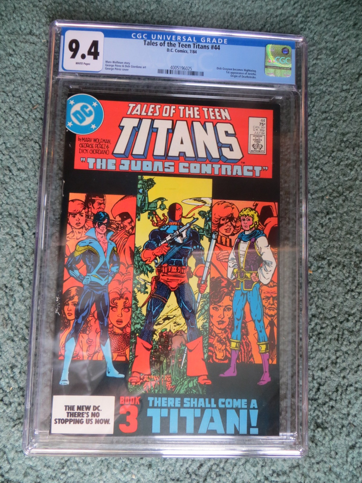 Tales of the Teen Titans #44 CGC 9.4 (1984) Origin of Deathstroke  WHITE PAGES
