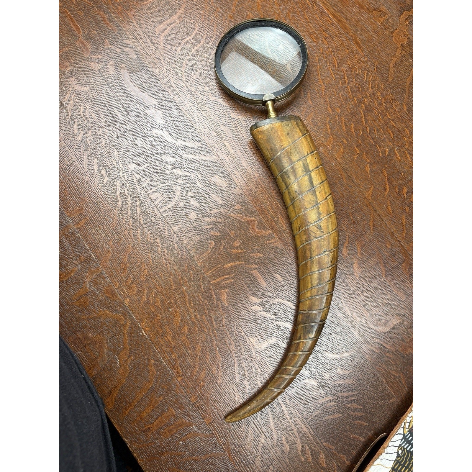 Handcrafted Magnifying Glass Horn Handle 21.5” in length
