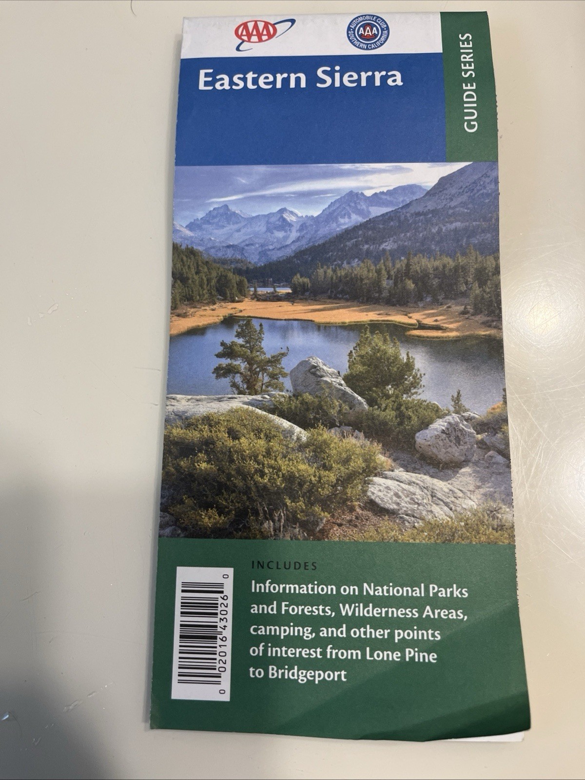 AAA 2016 East Sierra Map Route 395 Bishop June Lake Mono Lake 