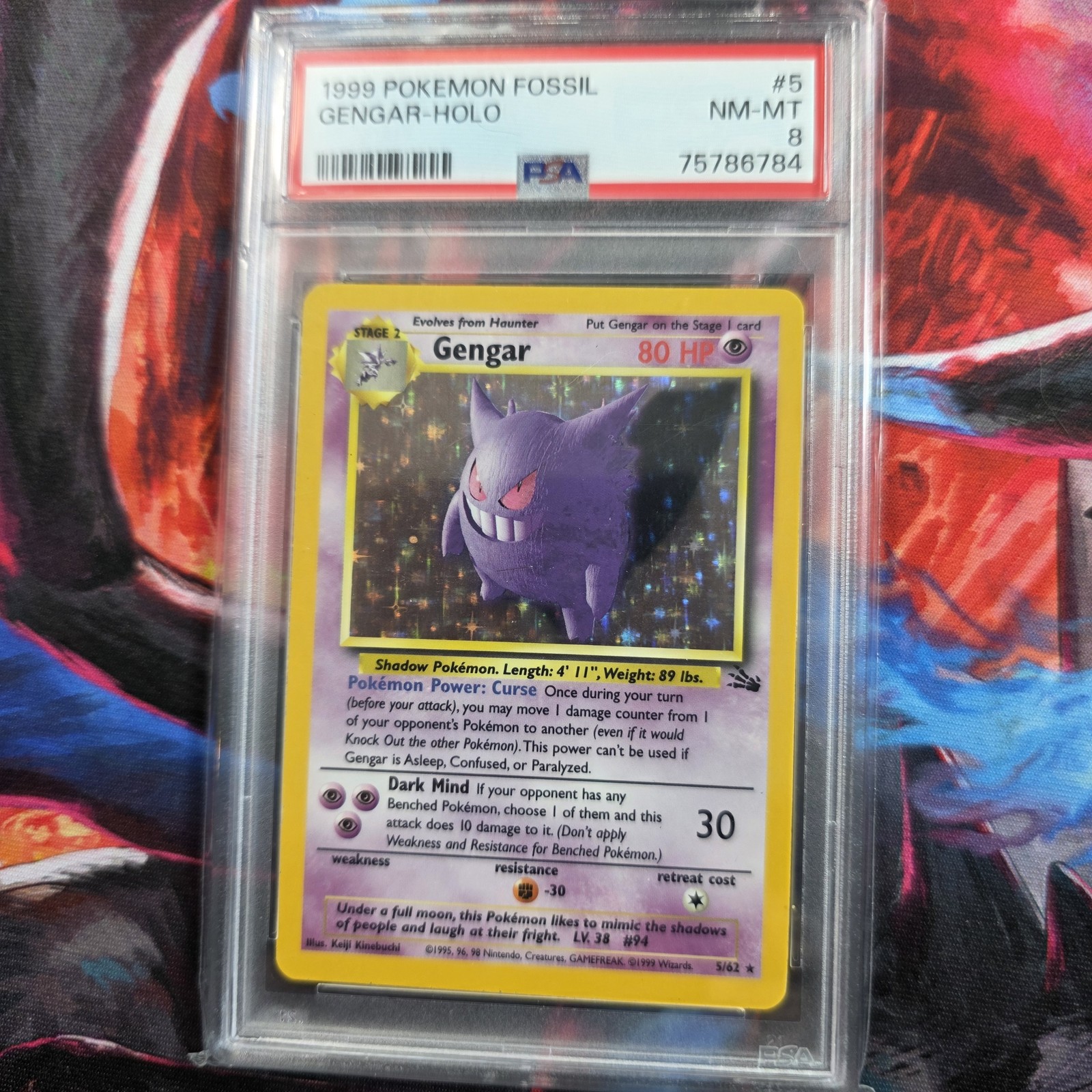 Pokemon 1999 Fossil Gengar Holo Rare PSA 8 NM-MT WOTC Vintage 5/62 Card