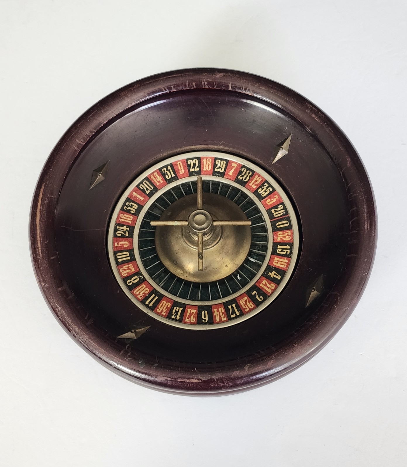 Vintage Mini Wooden Roulette Wheel - Great Spin - No Ball