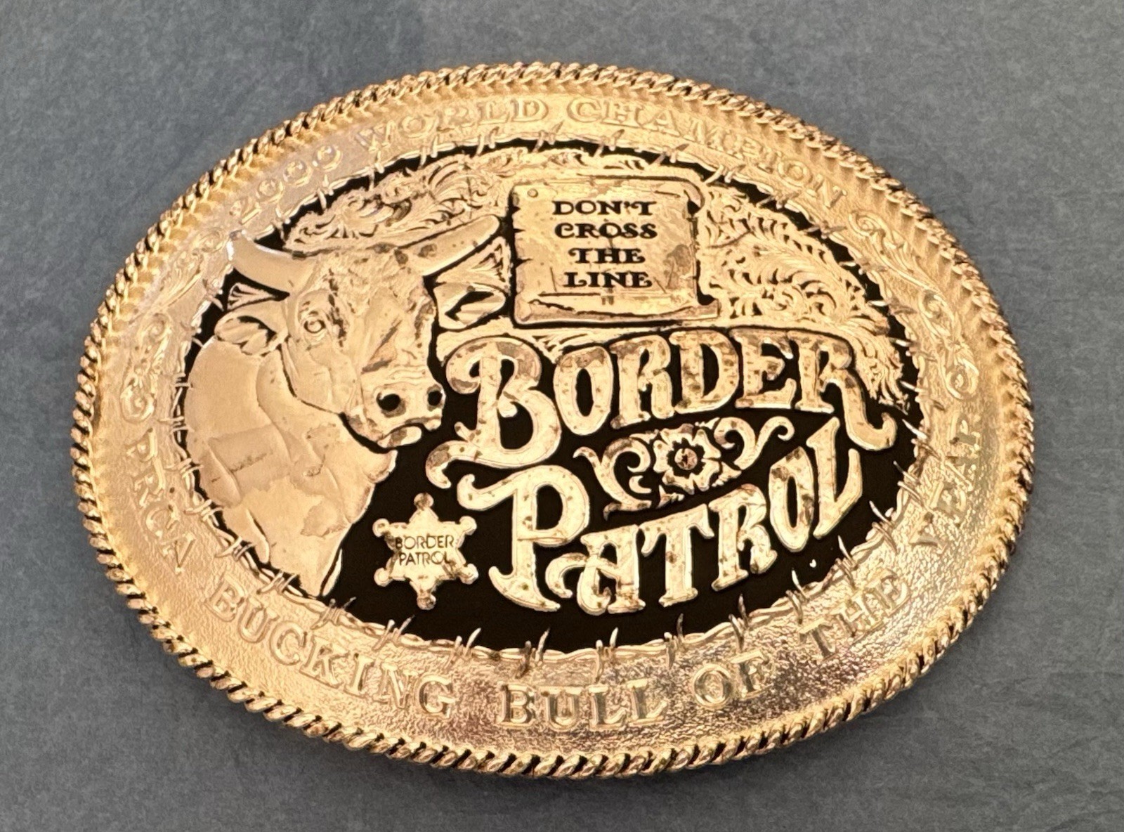 Vintage 2000 Border Patrol PRCA Bull of Year World Champion Trophy Belt Buckle