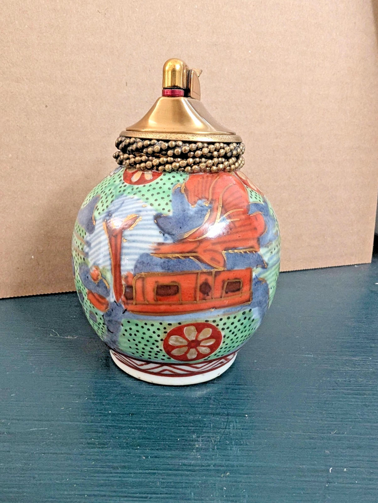Vintage Evans Egg-Shaped Cloisonne-Look Lighter w/ Chinese Maker Mark