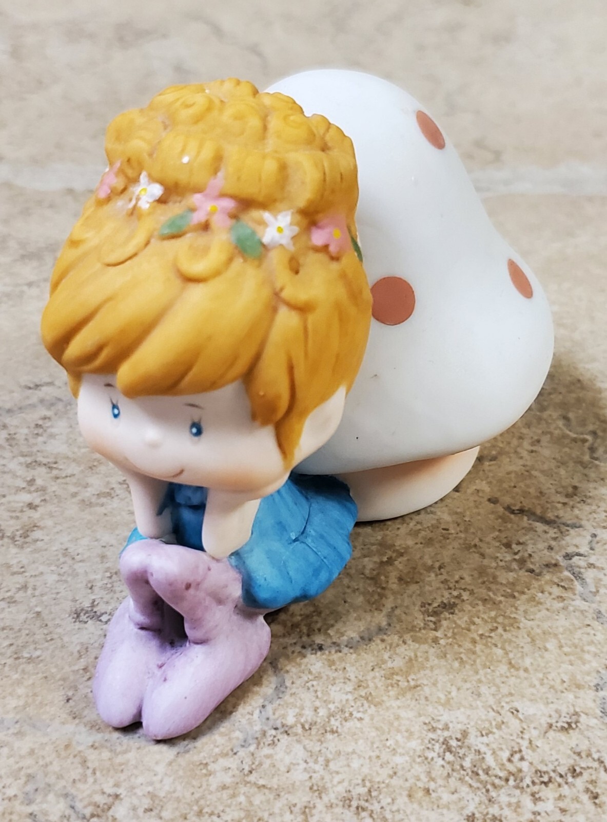 Vintage 1980s Herself The Elf Porcelain Hand Painted Mushroom Figurine