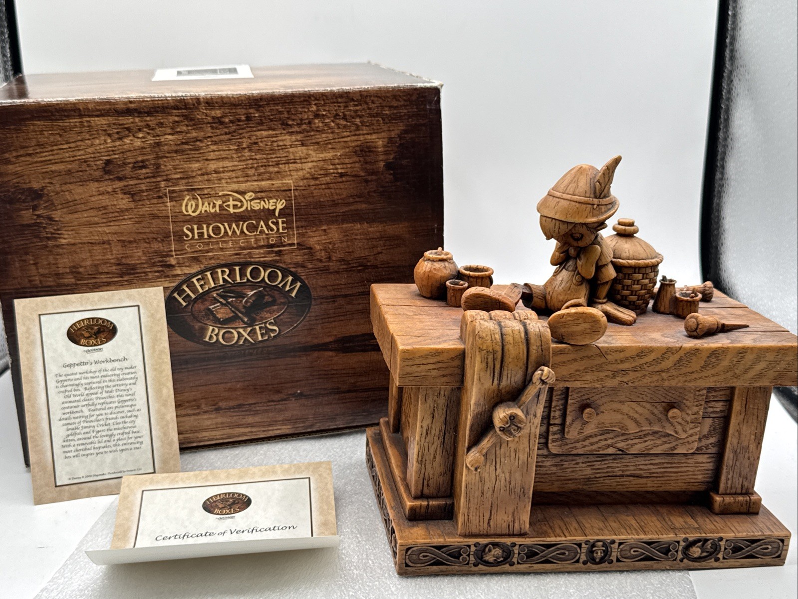Disney Olszewski Pinocchio on Geppetto’s Workbench Heirloom Box Enesco 2008