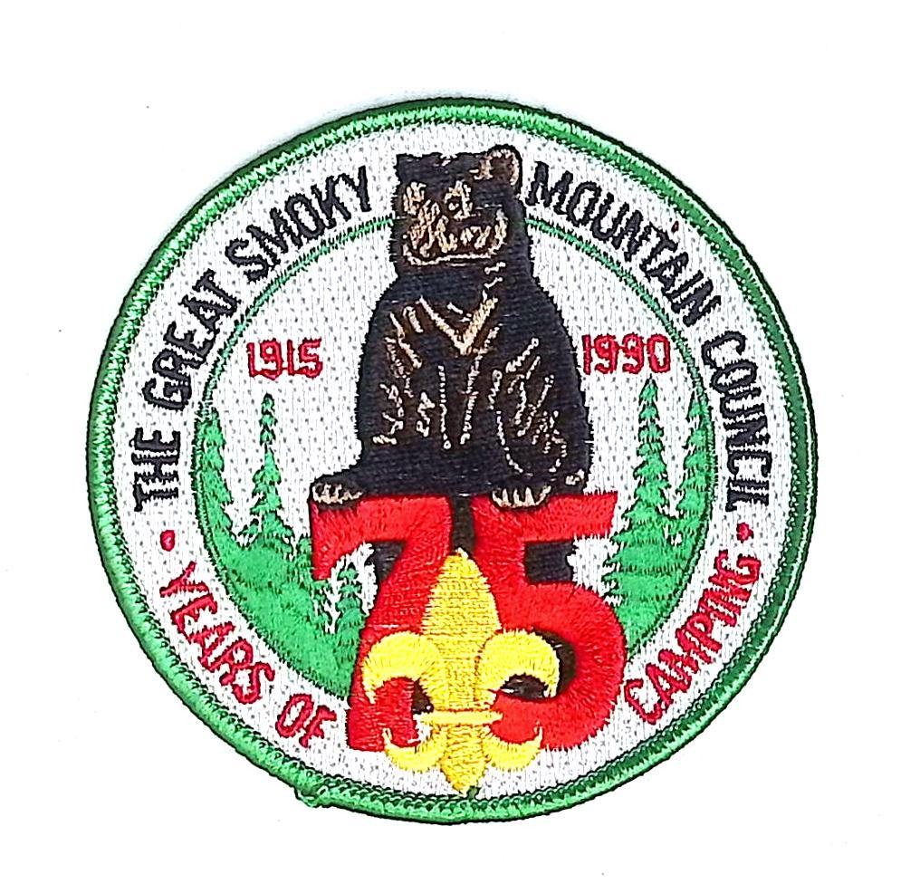 Great Smoky Mountain Council 75 Years Camping Scout Patch 1990 Bear BSA