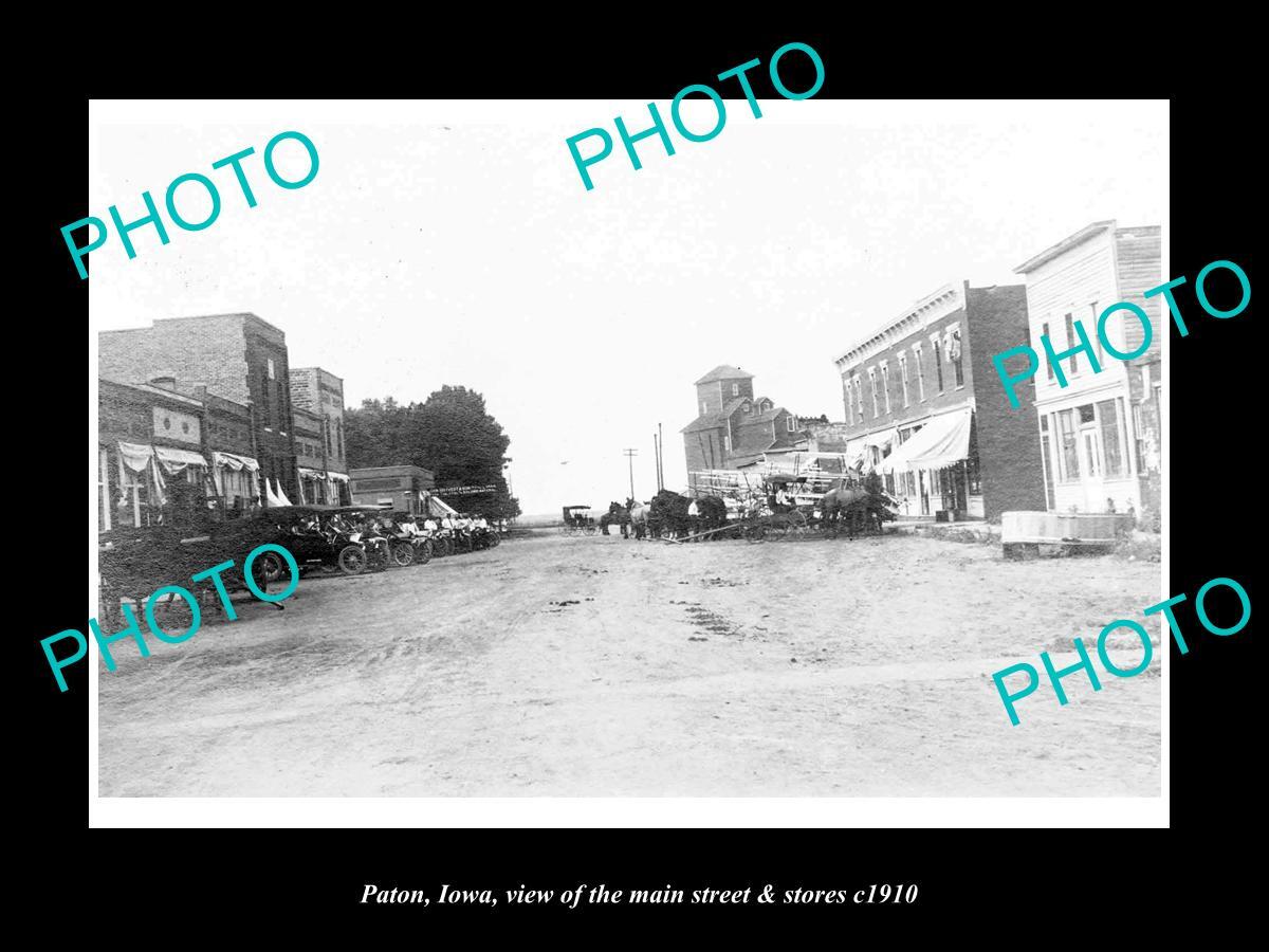 OLD LARGE HISTORIC PHOTO OF PATON IOWA VIEW OF THE MAIN STREET & STORES c1910 1
