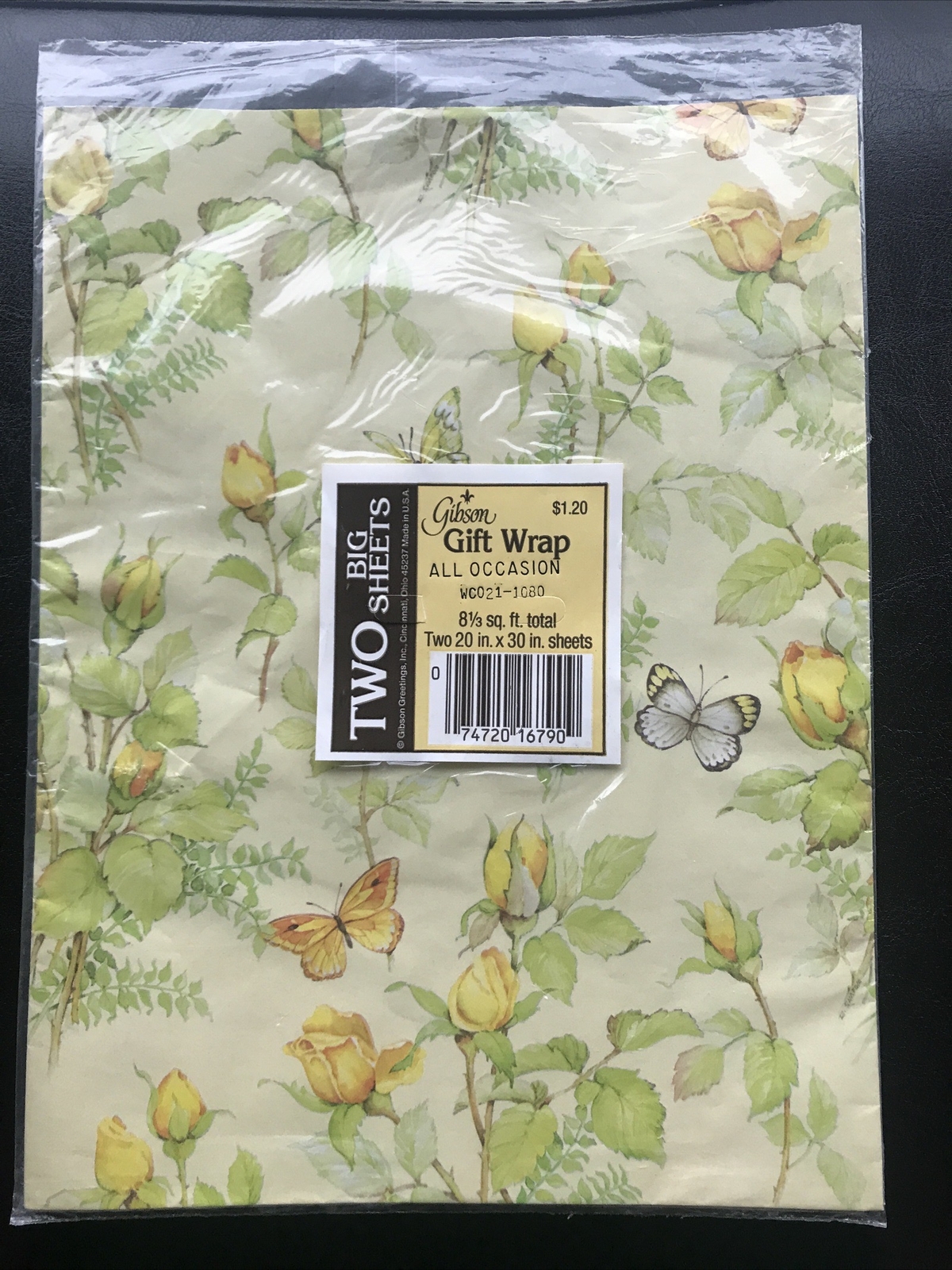 VTG NIP 1970s/1980s Gibson Greetings Gift Wrap WC021-1080 All Occasion Butterfly
