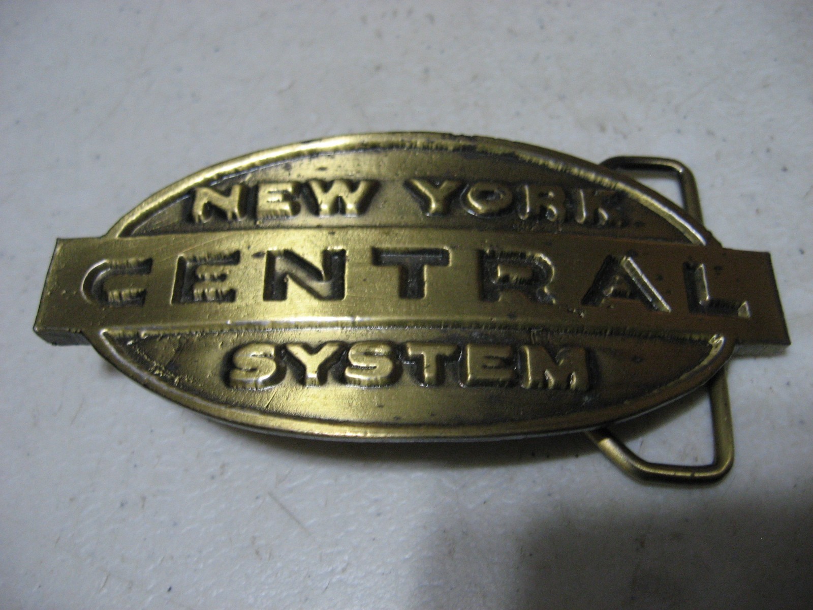 Solid Brass New York Central System RR Belt Buckle 1974 Lewis Buckle Co