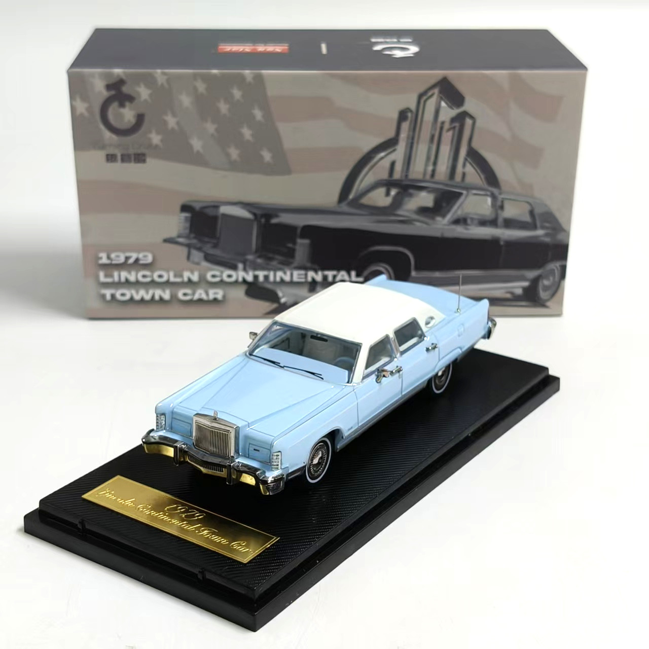 1:64 Continental 1979 Blue Diecast Realistic Alloy Car Model Display Ornament