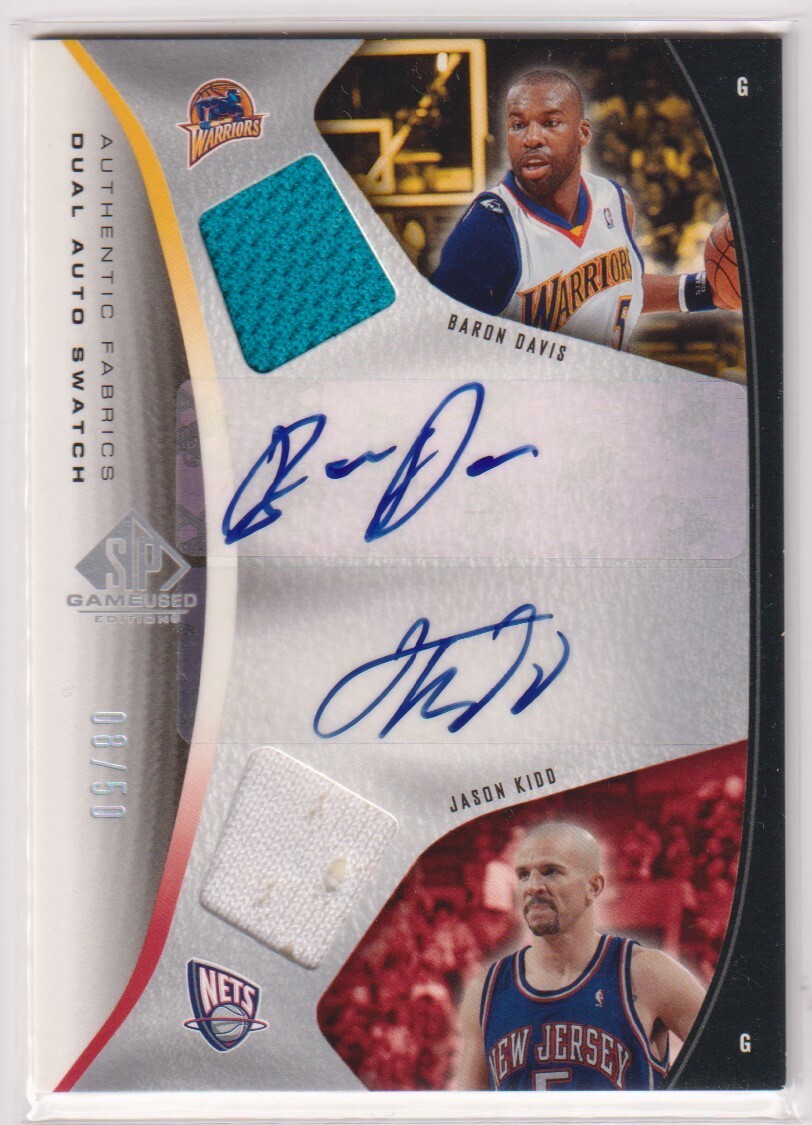 NBA JASON KIDD BARON DAVIS DUAL AUTO SWATCH 2006 07 SP GAME USED SIGNATURE BASKE