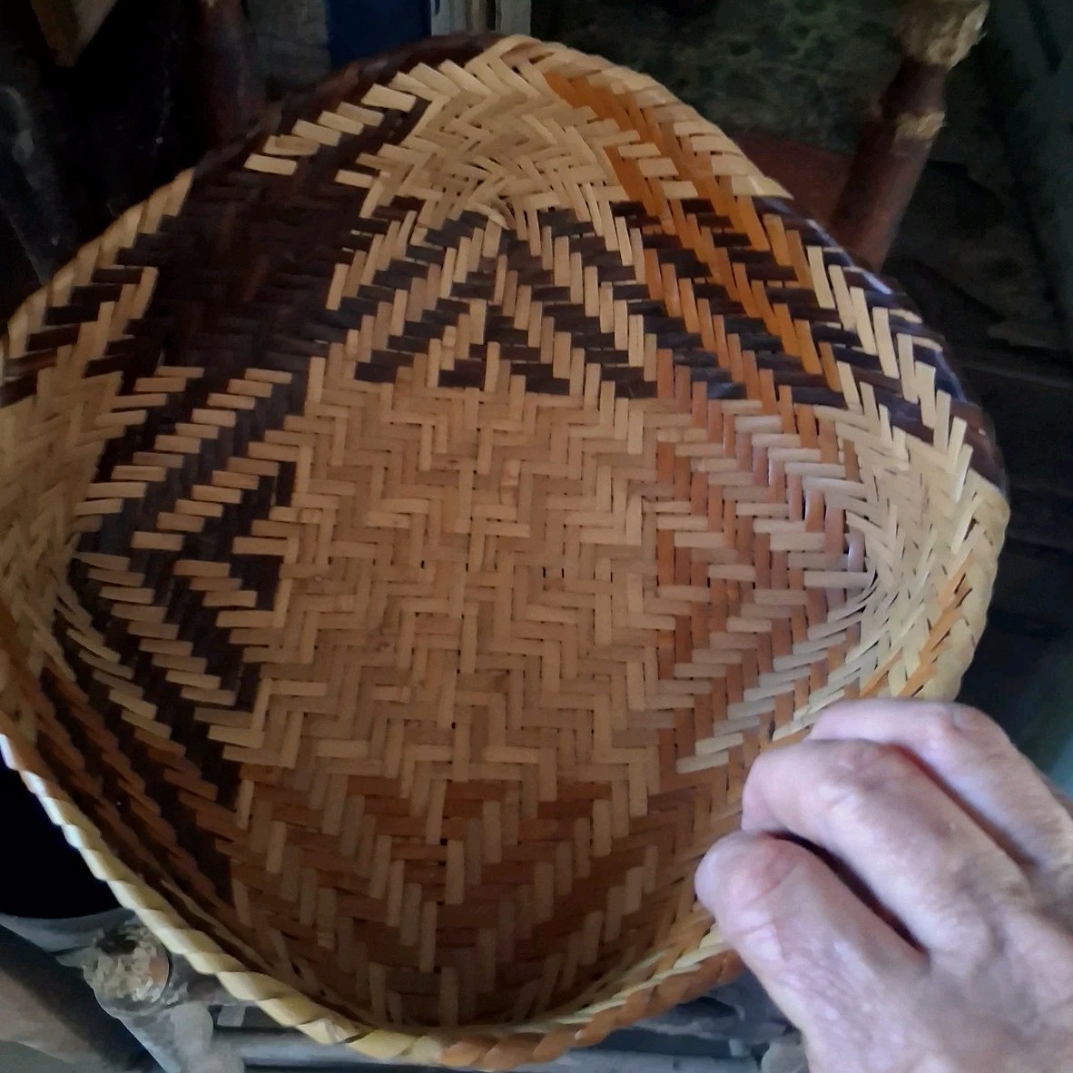 OLDER CHEROKEE  DOUBLE WEAVE RIVER CANE BASKET WOW