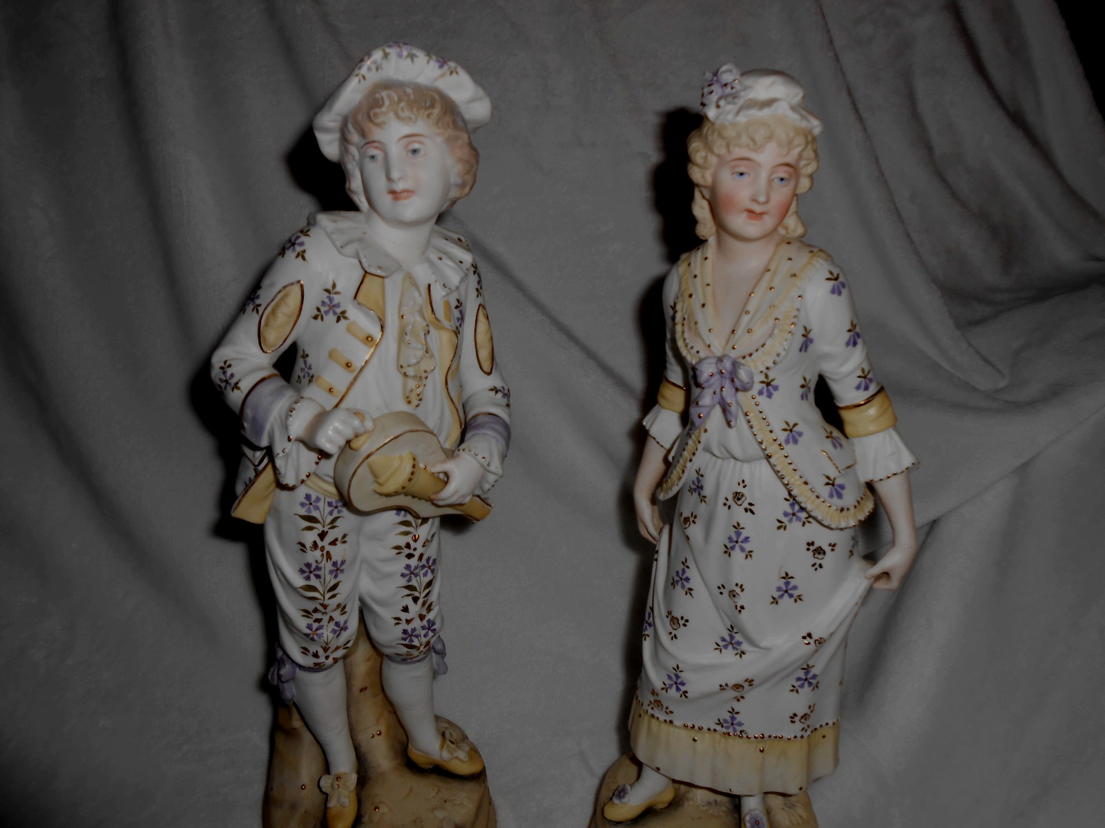 Antique French Bisque Figurines Pair 14