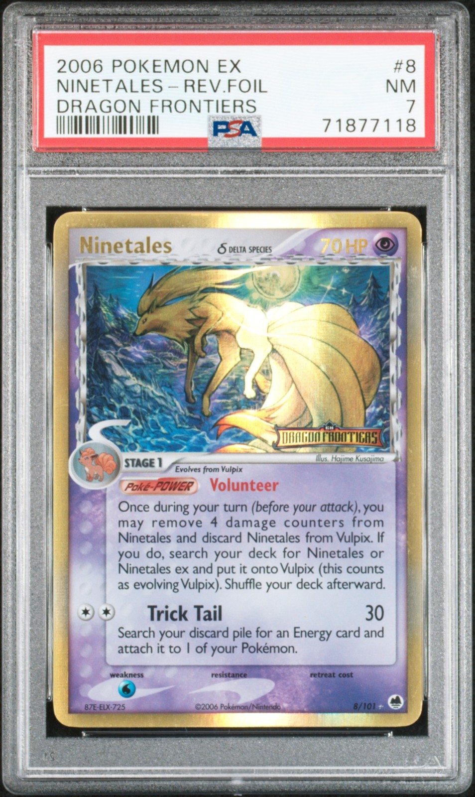 PSA 7 NINETALES 8/101 | Dragon Frontiers Reverse Holo Pokemon Card